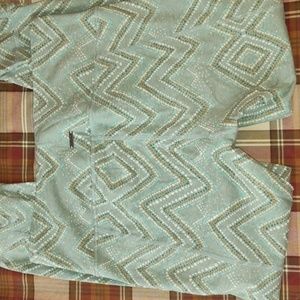 NWOT Prana Yoga ZigZag Ruched Stirrup Leggings Sage Green Large Organic Cotton